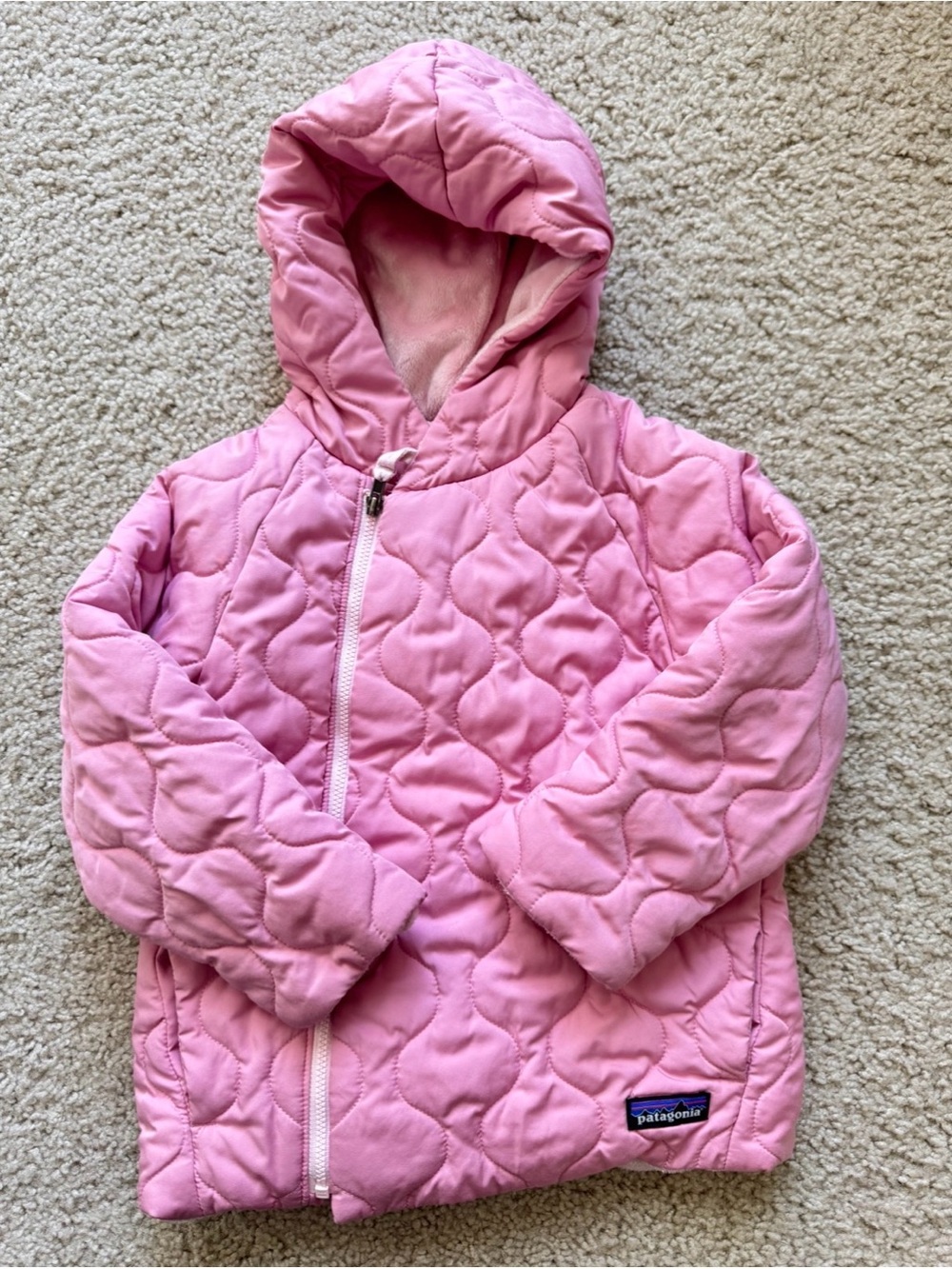 Patagonia Kids Quilted Hooded Jacket (Pink) (Size 4T)